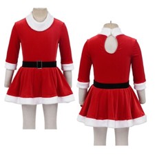Kids Girls Dance Dress Ballet Christmas Santa Costume Roller Skating Carnival
