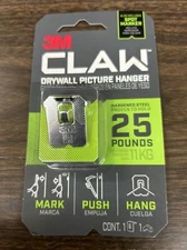 3M CLAW Drywall Picture Hanger Hardened Steel 25lbs Canvas Photo Painting Poster