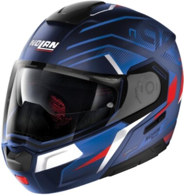 MODULARER DOPPELVISIERHELM NOLAN N90-3 COMEBACK 46 BLAU WEISS ROT N-COM
