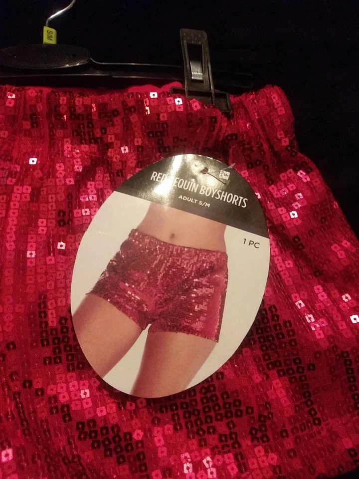 Fantasia masculina lantejoula vermelha ou dança adulto novo em folha com etiquetas  - Imagem 3 de 4