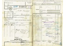 Frachtbrief Kgl. Eisenbahn Dir. Erfurt 1915 1. Weltkrieg nach COBURG Woldt &Co#2