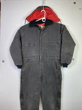 Wear Guard Mens Coverall Sz L Tall Gray Insulated Zip off hood Zip up USA