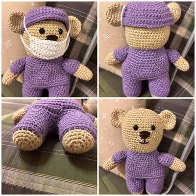 Crocheted Amigurumi Soft Teddy bear Surgeon Nurse Kids Toy handmade crochet Knit