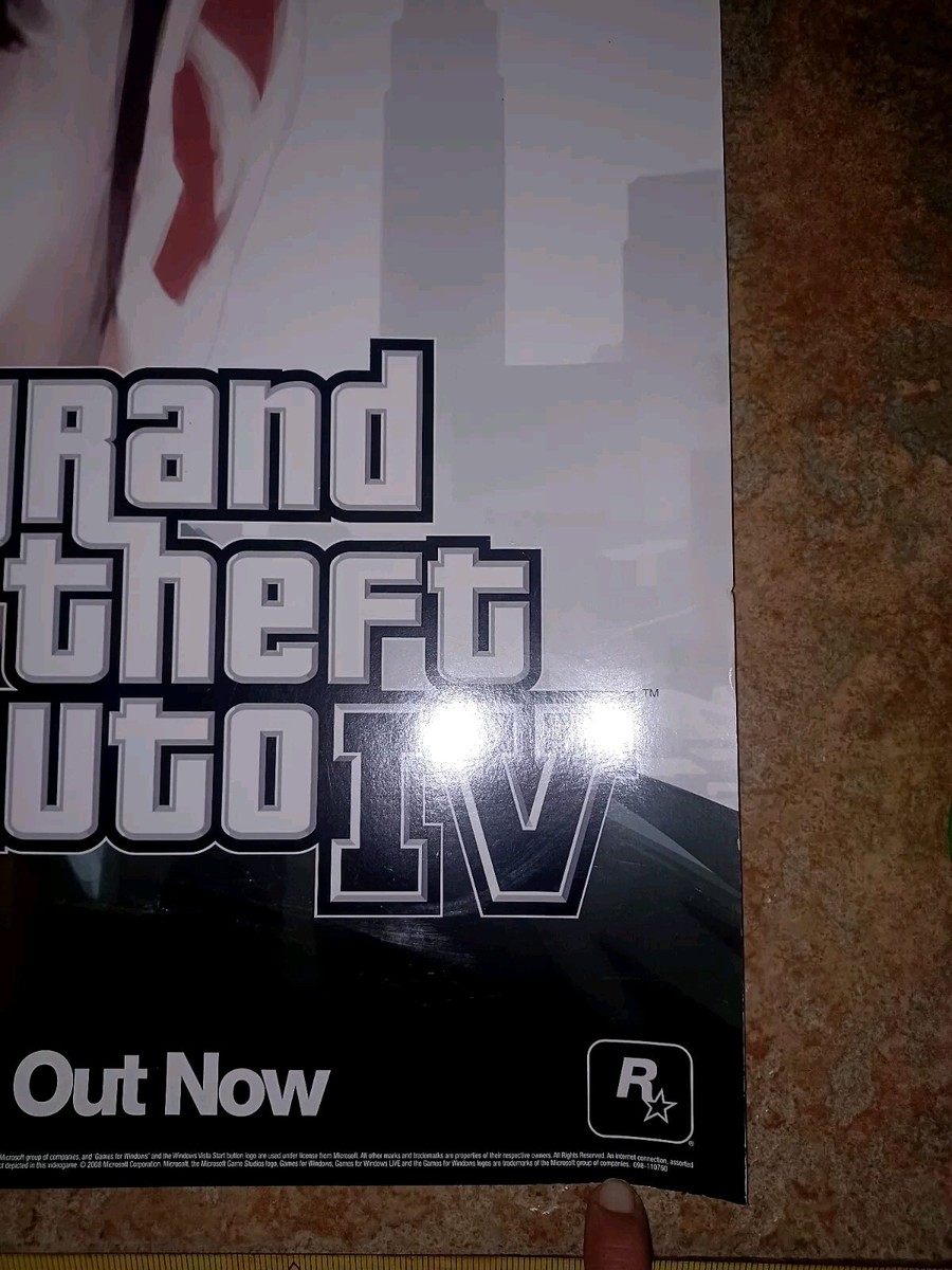 Rare Grand Theft Auto IV GTA 4 Promo Poster 21in x 18in Card Stock