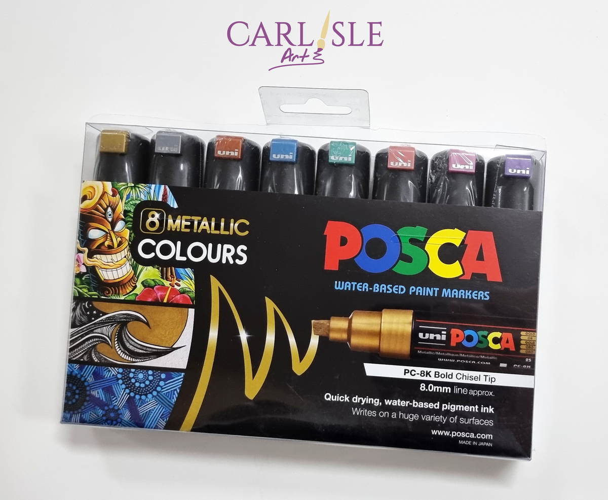 Posca Paint Markers Set of Metallic Colours Bold Chisel Tip