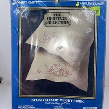 Vogart Crafts 2 Pillowcases Candlewicking Kit Butterflies Embroidery 8707A New