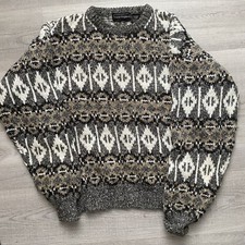 Vintage Peter England 80s 90s Acrylic Wool Cotton Pullover Sweater L Large Ski