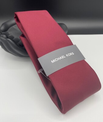 MICHAEL KORS Men's 100% Polyester Tie ~ Burgundy ~ Solid ~ NEW MSRP: $69.50
