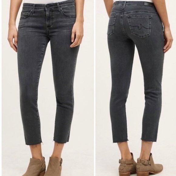 AG Adriano Goldschmied Stevie Capri Faded Black Cropped Skinny Jeans 26