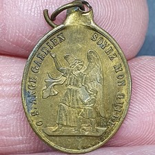 Seltene alte religiöse Medaille Hl. Josef Schutzengel #62