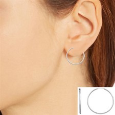 Sterling Silver Sleeper Endless Hoop Earrings Tubular 40mm Diameter 1.25mm