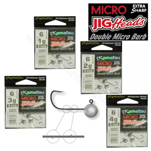 Double Micro Barb Jig Heads size 6 LRF Drop Shot Soft Lure Perch Fishing Kit