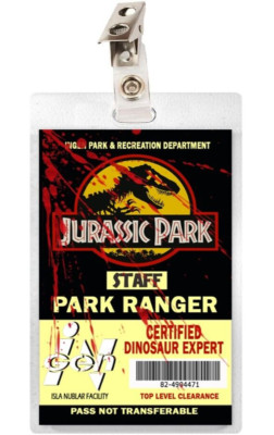Bloody Jurassic Park / World Ranger ID Badge Name Tag Prop Cosplay ...