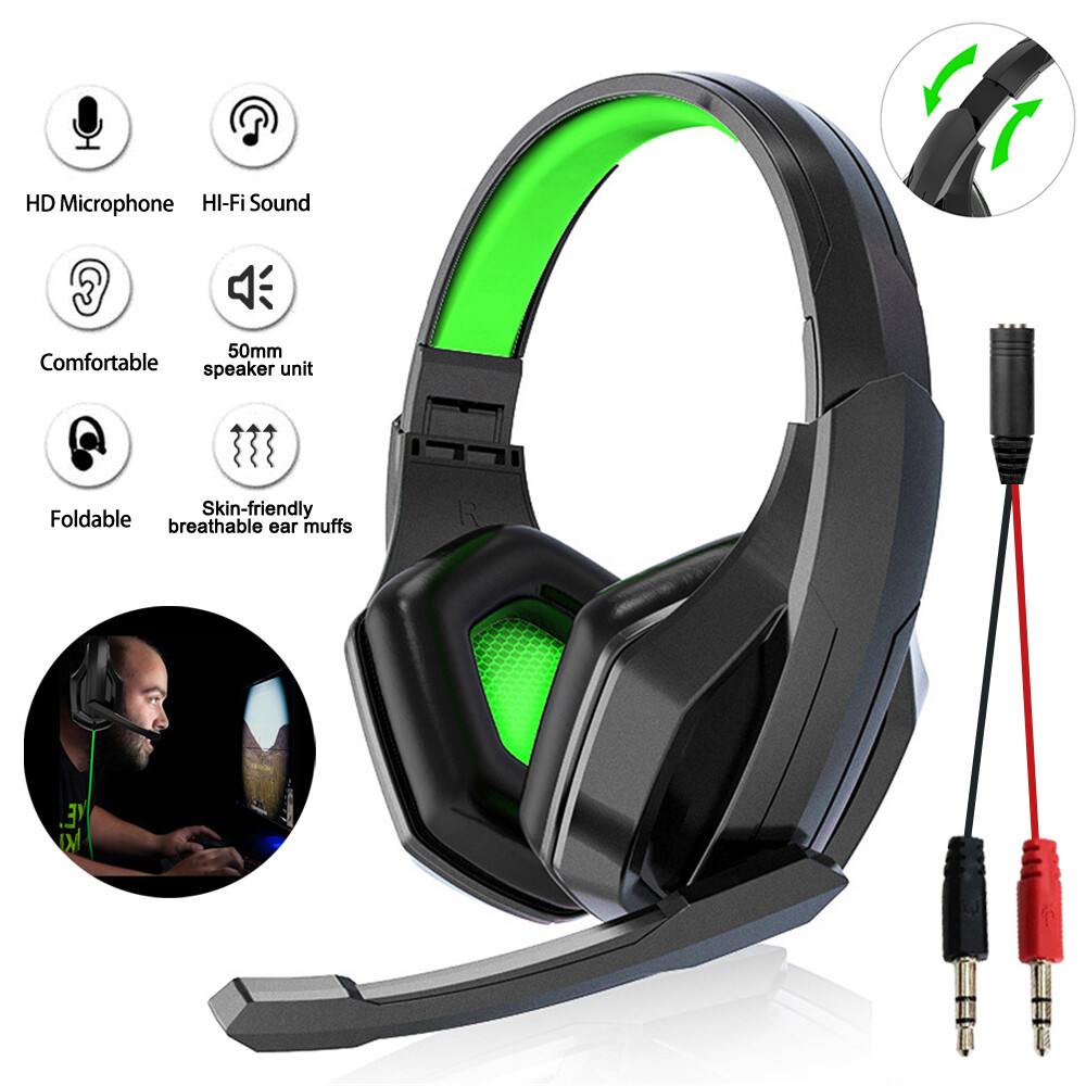 Gaming Headset w/ Mic for PS4 PS5 PC Laptop Xbox One Switch Surround Sound 3.5mm-image
