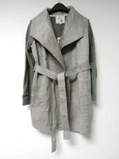 Yumi Suedette Wrap Coat With Knitted Back And Sleeves Grey Size S/m Dh002 Kk 14