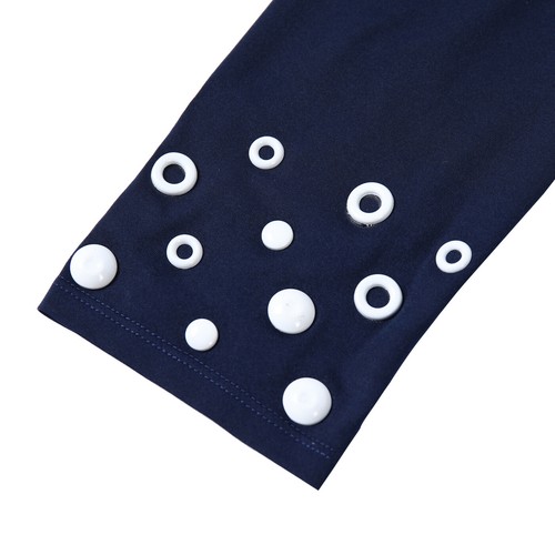 NEW! 3/4 Sleeve Navy Long dress with White grommets and studs - Picture 4 of 4