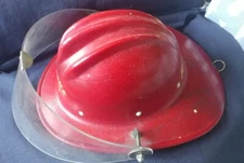 Vintage E.D. Bullard Hard Boiled Fiberglass Hard Hat Helmet Aux Fireman Red