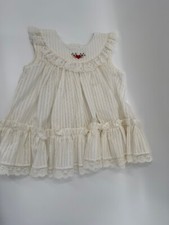 Vintage Bryan 24 Months Frilly Lace Sleeves Lace Collar Girls Striped Dress
