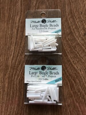 Lot Of 2~Mill Hill~Large Bugle Beads~2.25 Grams ~#90479 White ~NIP