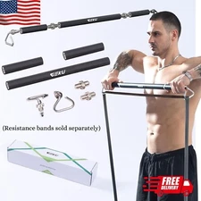 Resistance Band Bar, Length-Adjustable Detachable Heavy Duty Workout Bar