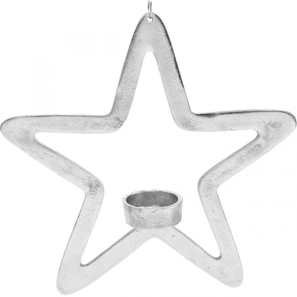 Deko Stern Teelichthalter Zum HäNgen Metall Silbern 24Cm Weihnachtsdeko-image