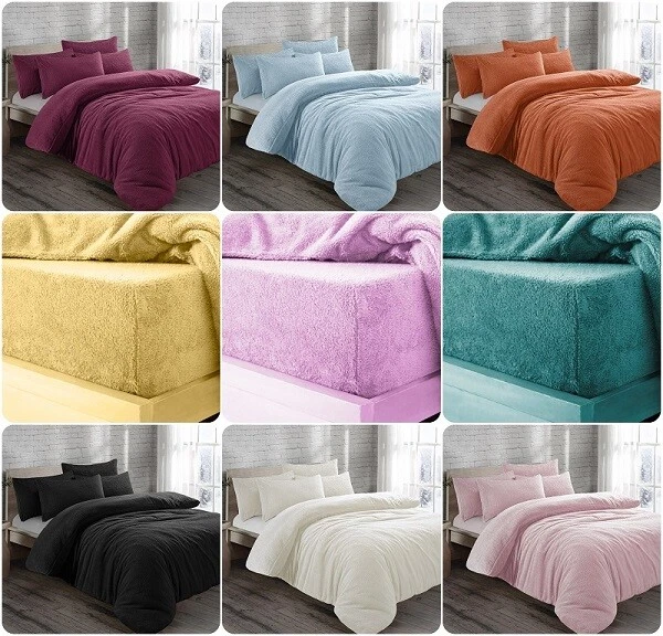 Teddy Fleece Duvet Cover Set Or Fitted Sheet Thermal Warm Winter Xmas Bedding
