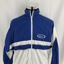 Vintage Nike Blue White Full Zip Lined Satin Basketball Jacket Youth Large 12-14