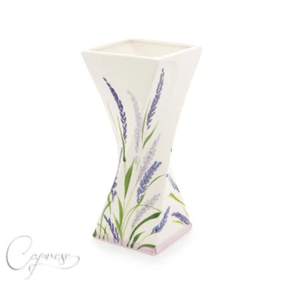 BASSANO KERAMIK BLUMENVASE TISCHVASE SCHÖNES LAVENDEL MOTIV 31 CM HOCH NEU - Bild 1 von 2