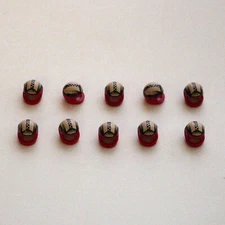 LEGO x 10 Red Minifigure, Headgear Helmet Motorcycle (Standard) Checkered Stripe