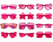 12 Mixed Pink Style Sunglasses Retro Party Favors Bulk Classic Eyewear Costum...