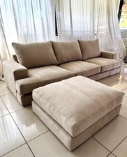 Alan Three Seater Sofa With Matching Footstool Customised Fabric+Color Options
