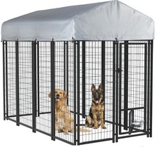8x4x6 FT Outdoor Dog Kennel for Large Dogs, Heavy Duty Welded Wire Steel