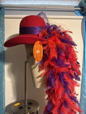 Red Hat Society Filcowy kapelusz z pasującym piórem Boa Nowy 12-15