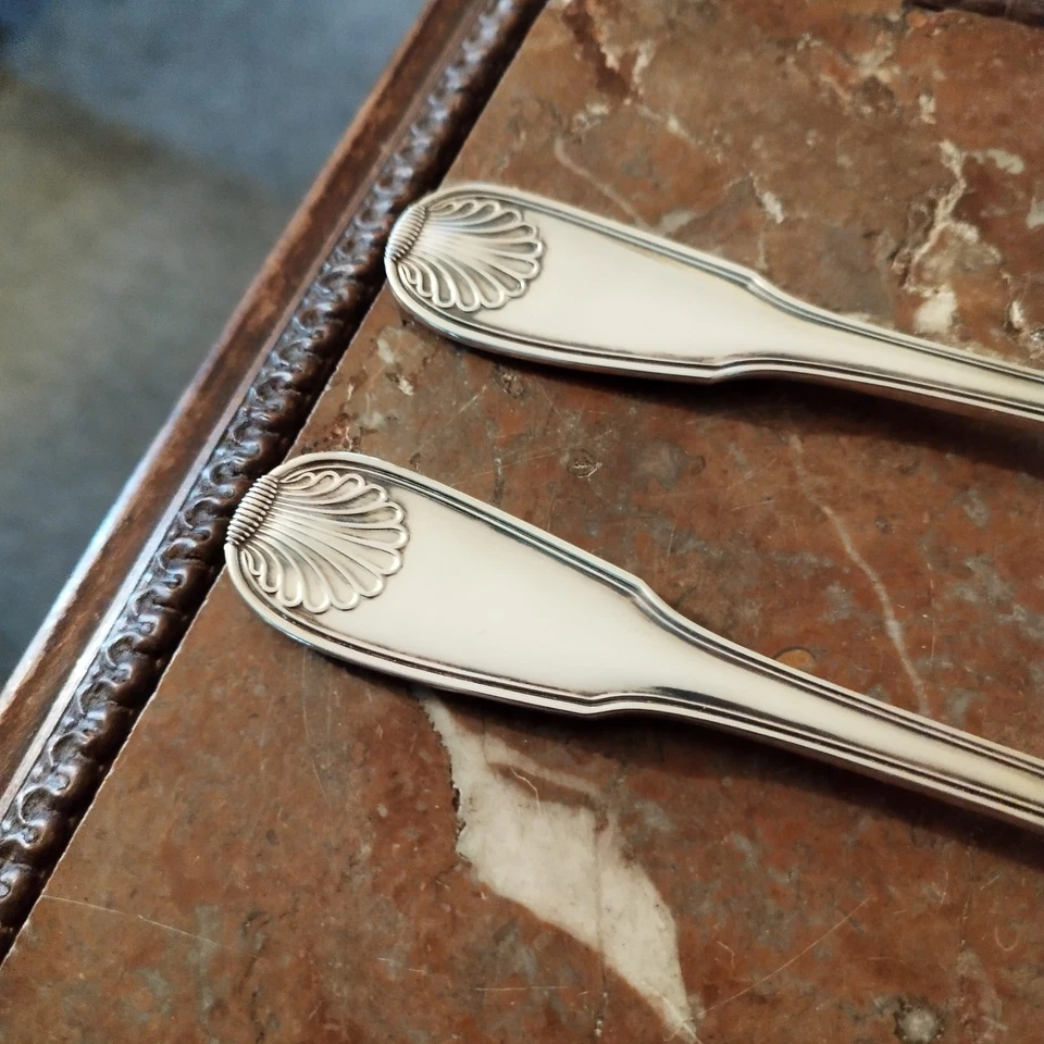 Couvert de Service à Salades Orfèvrerie Argental Filet/Coquille en Métal Argenté - Photo 3/4