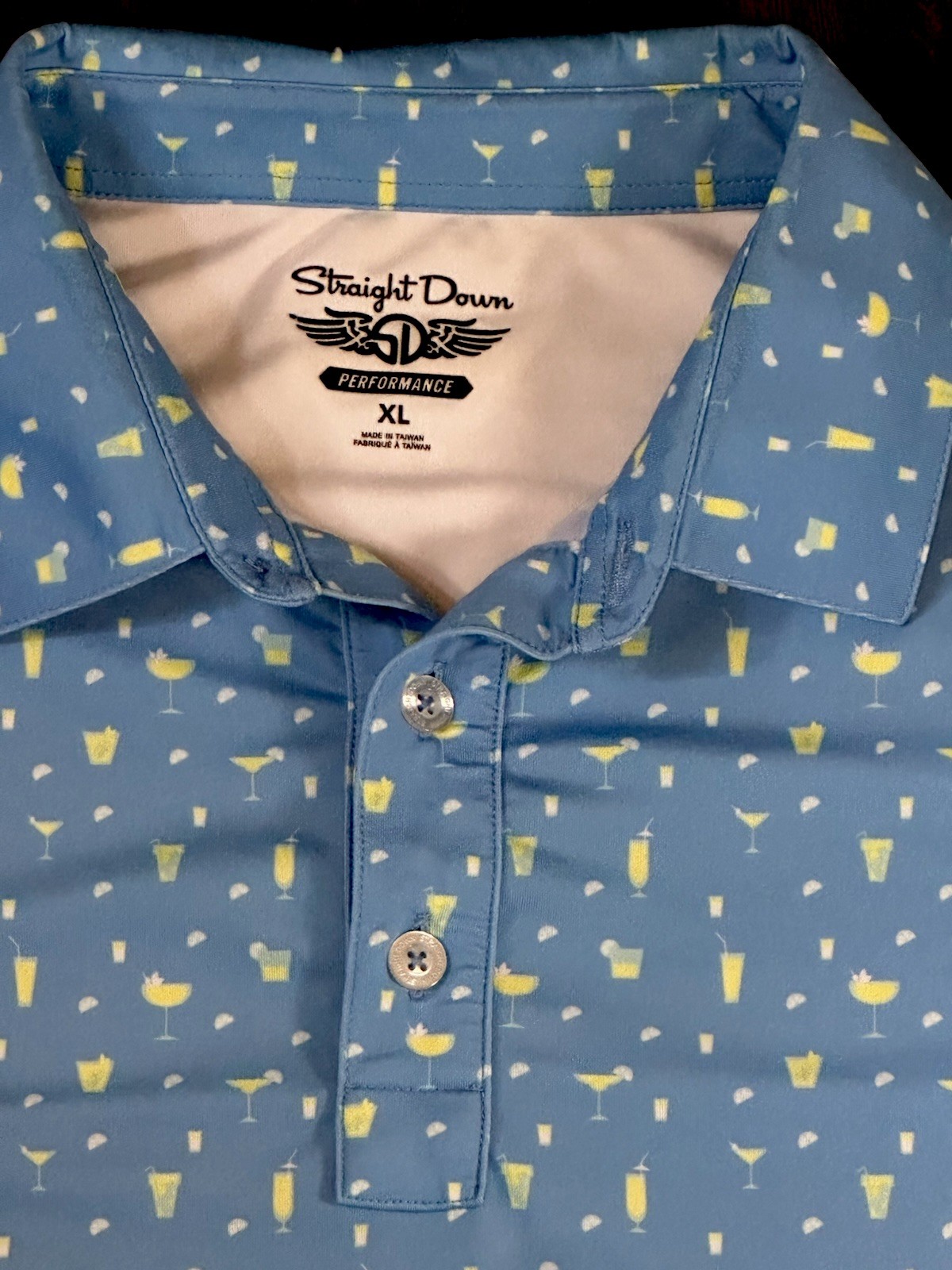 Straight Down Performance Golf Polo Light Blue Mi… - image 3