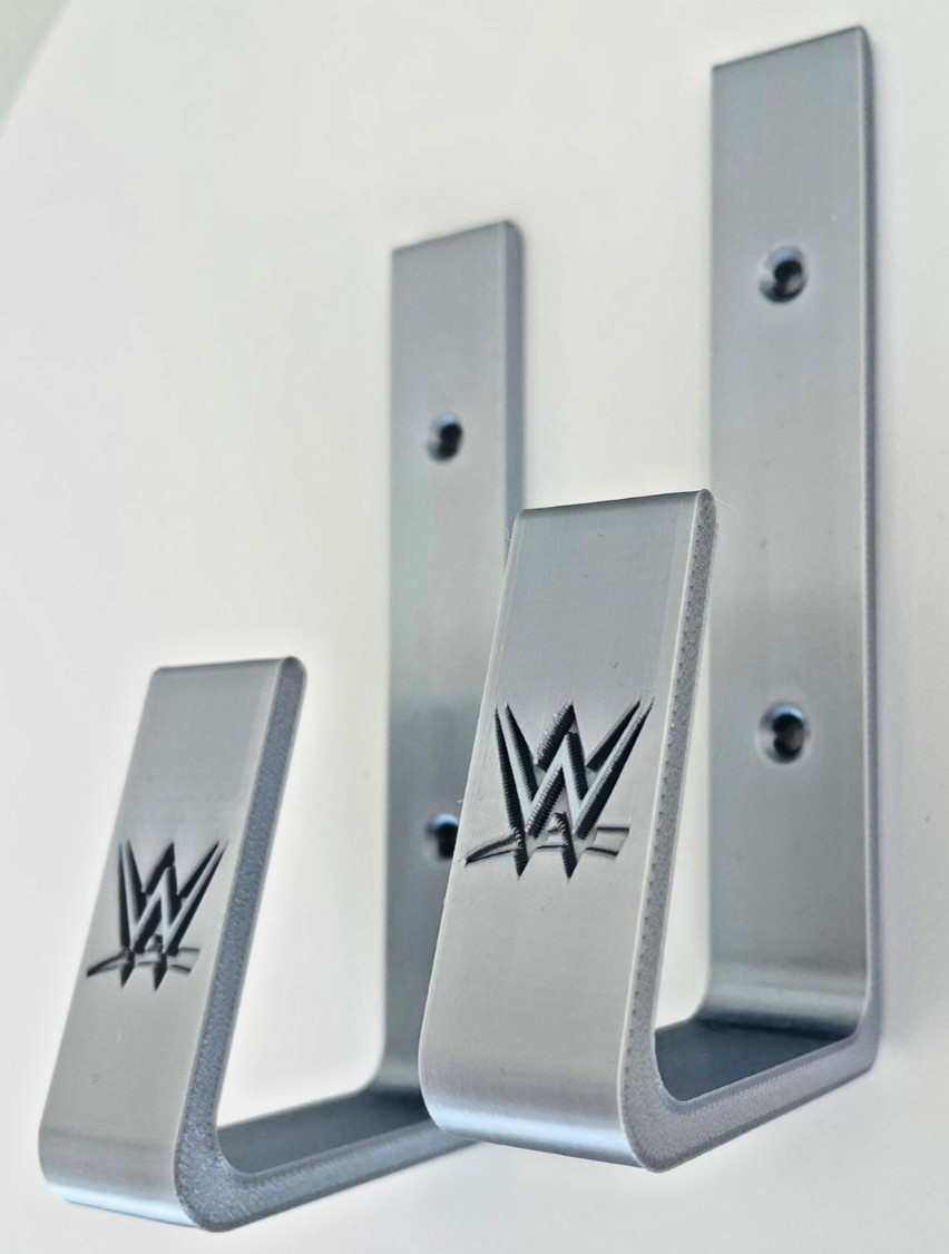 Silver WWE Championship Belt Wall Mount Brackets – Wall Display Hooks (Set of 2)