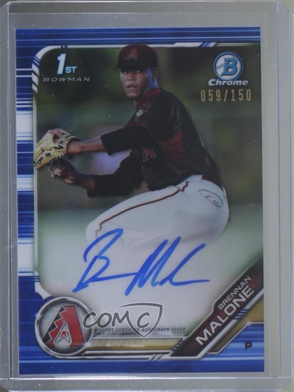 2019 Bowman Draft Chrome Pick Blue Refractor 59/150 Brennan Malone Auto 7c5