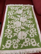 Vintage Fieldcrest Bath Towel Green/White Flowers Made in USA 36X23”” MCM