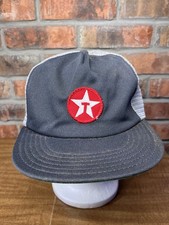 Vintage Texaco Gas Station Unitog Union Made In USA Black Mesh Snapback Hat