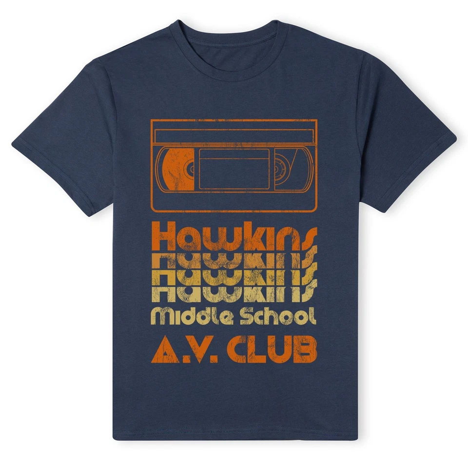 Official Stranger Things Hawkins AV Club T-Shirt - Navy