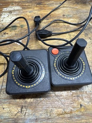 Lot of 2 OEM Original Atari 2600 Joystick Controllers Black Orange Trim