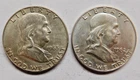 1962 D & 1963 D Franklin Half Dollar 90% Silver Coin United States Mint lot of 2