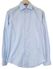 SUITSUPPLY Men's Formal Shirt 36/14 Slim Blue Cotton Long Sleeve Dress Fit 