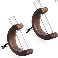 2 PCS Plant Accessories, Retro C Shaped Wooden Stand Propagation Flower Vase