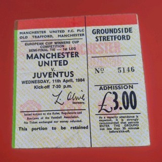 1984 MANCHESTER UNITED V JUVENTUS European Cup WC Used Match Ticket Stub RARE