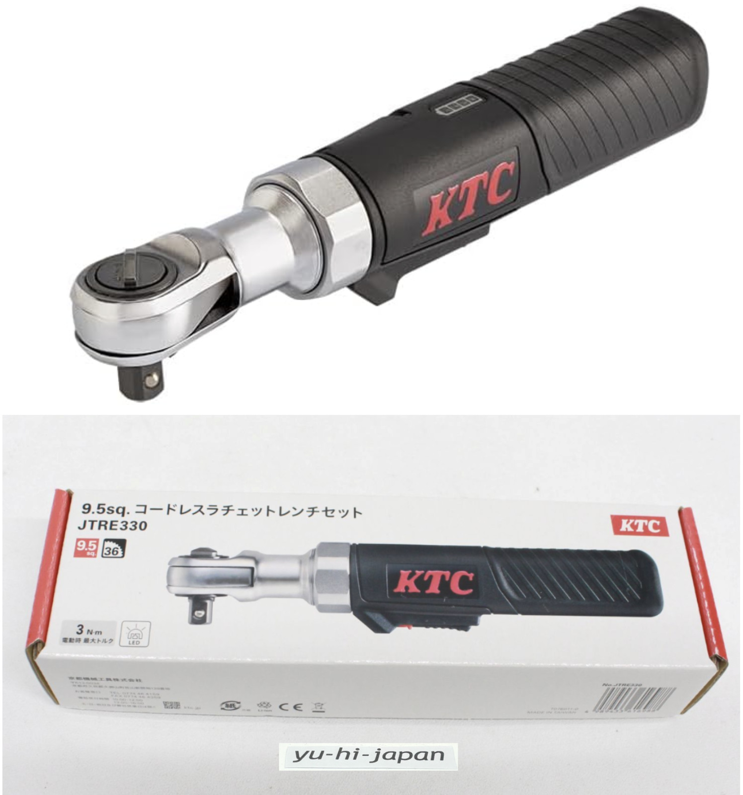 KTC 9.5sq Cordless Ratchet Wrench Set JTRE330 Rechargeable LED　Japan New
