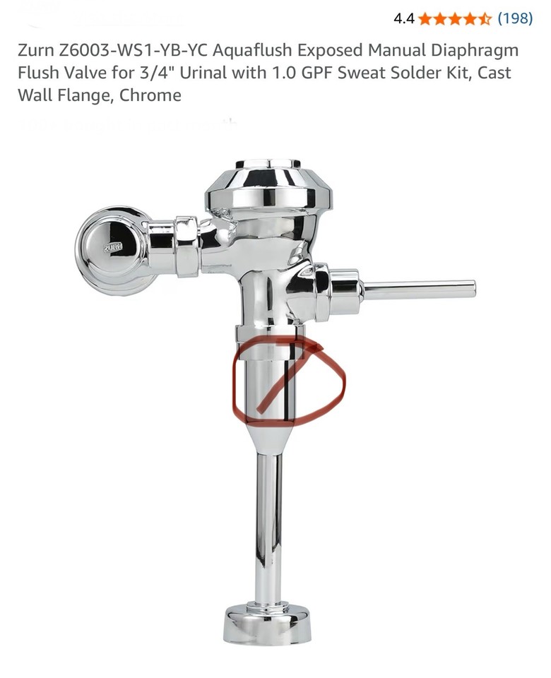 Zurn ZTR6203-WS1-LL Sensor Operated Urinal Flush Valve