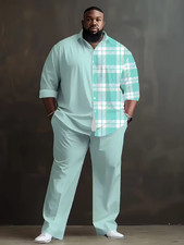 Men's Outfit 2 Piece Set Shirt Pants Suit PLUS SIZE BIG 2XL