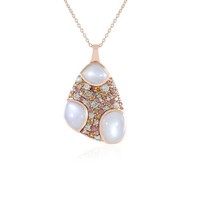 Cavill Mondstein Halskette Damen 925 Silber RoséGold 9,75Ct Zirkone Tropfen