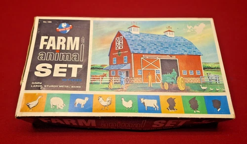 Ohio Art Farm & Animal 48 Piece Set #196 Tin Litho Rolling Acres Never Assembled